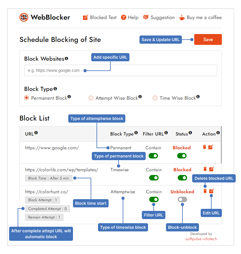 web cm block extention