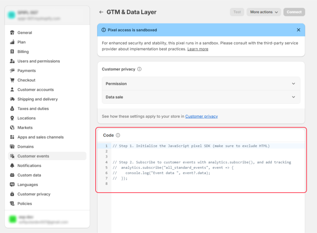 implement google tag manager on shopify checkout page