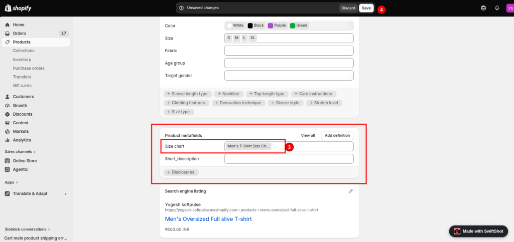 How to add a size chart to Shopify product page