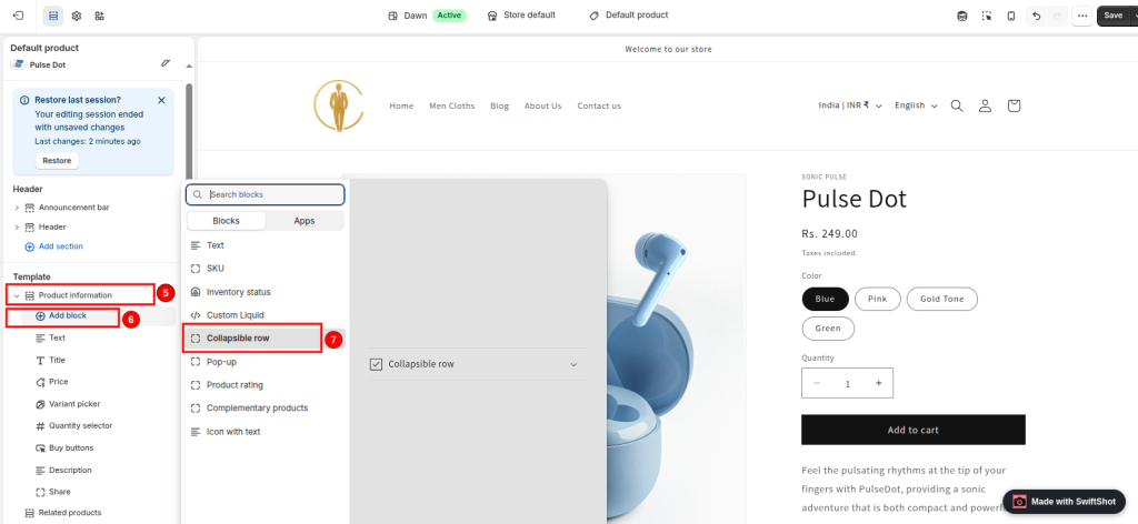 Shopify product metafields