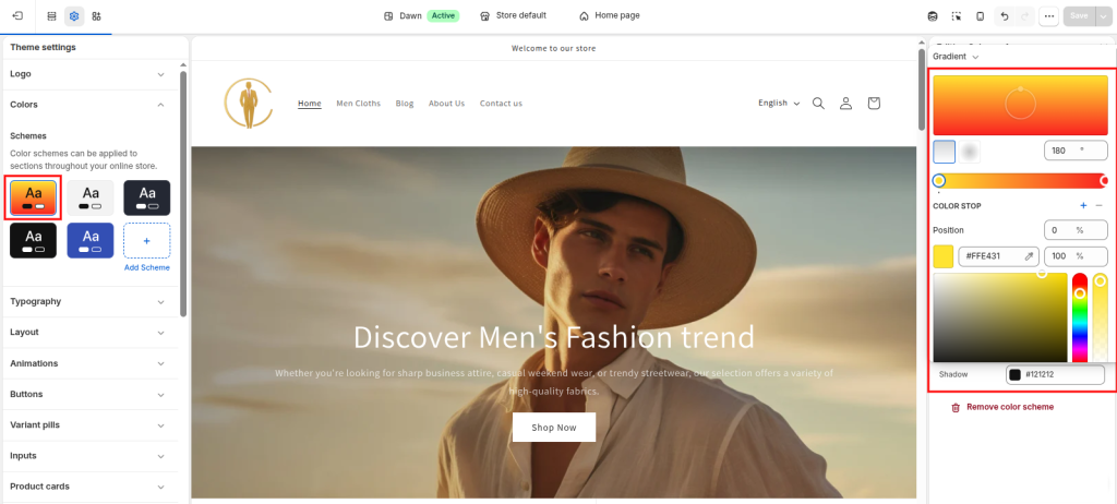 CSS gradient background Shopify