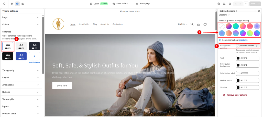 CSS gradient background Shopify