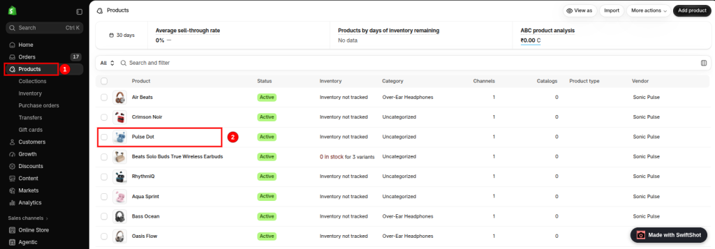 Shopify product metafields