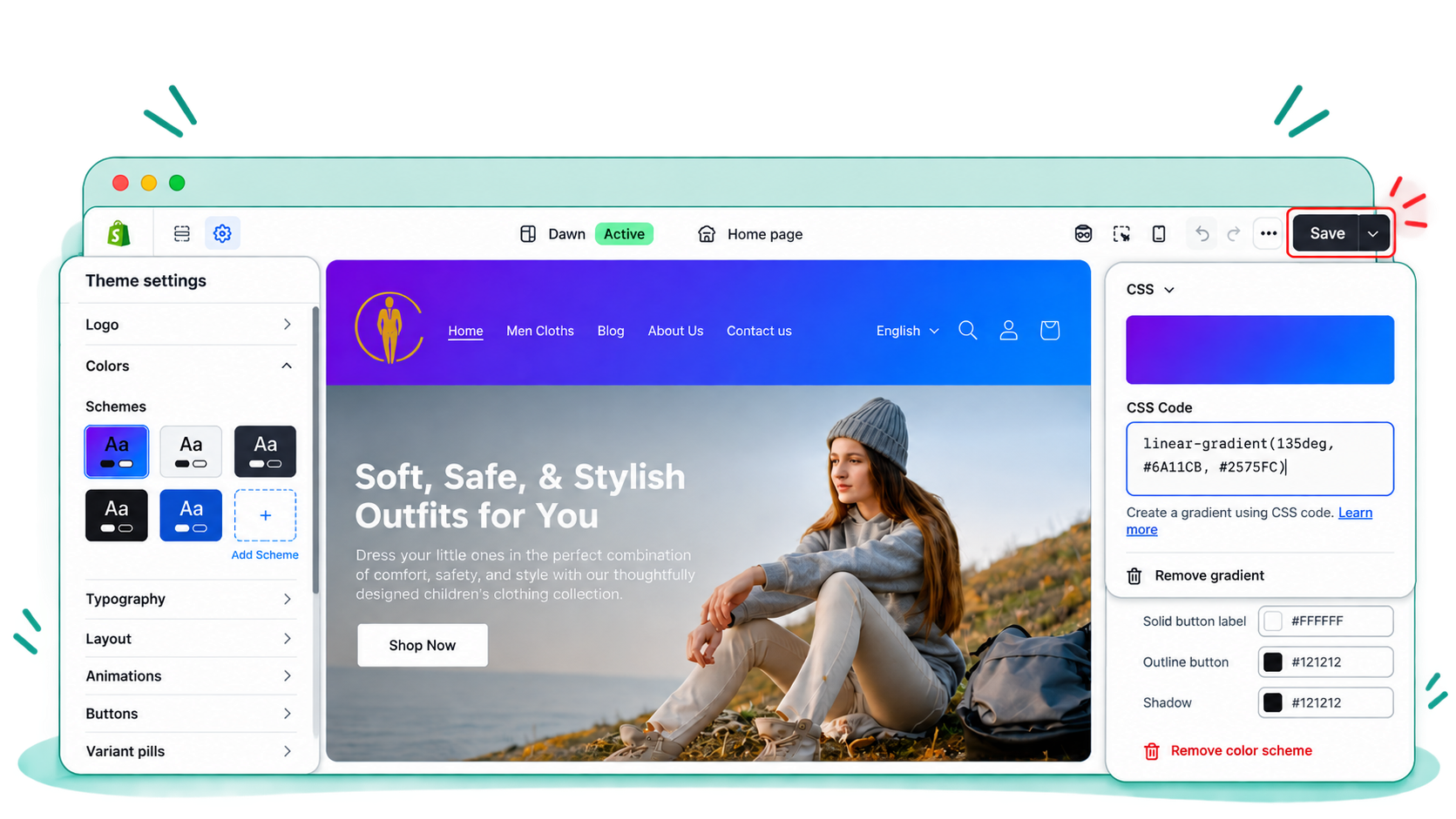 CSS gradient background Shopify