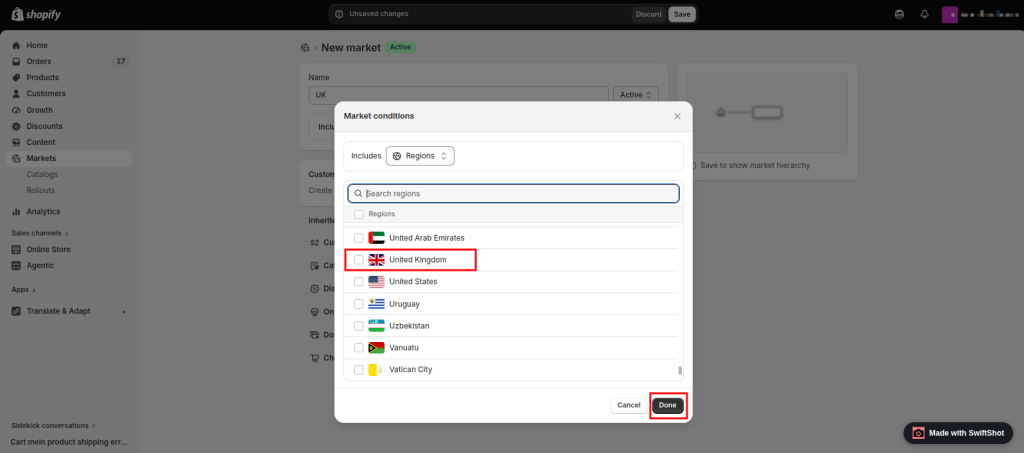 Shopify currency shipping location popup