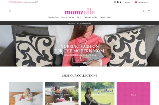 Momzelle Shopify Store Developed By Shopify Experts India